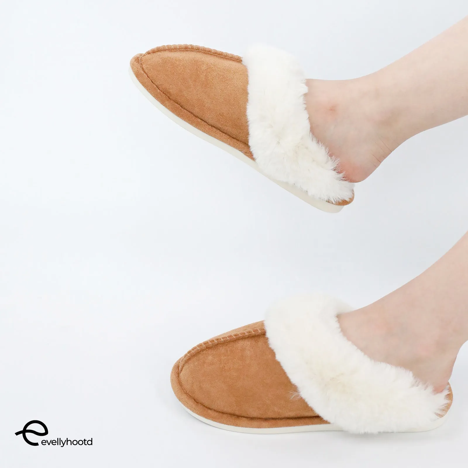 #8666 Warm Fleece Slippers Soft Comfy Plush Home Slippers