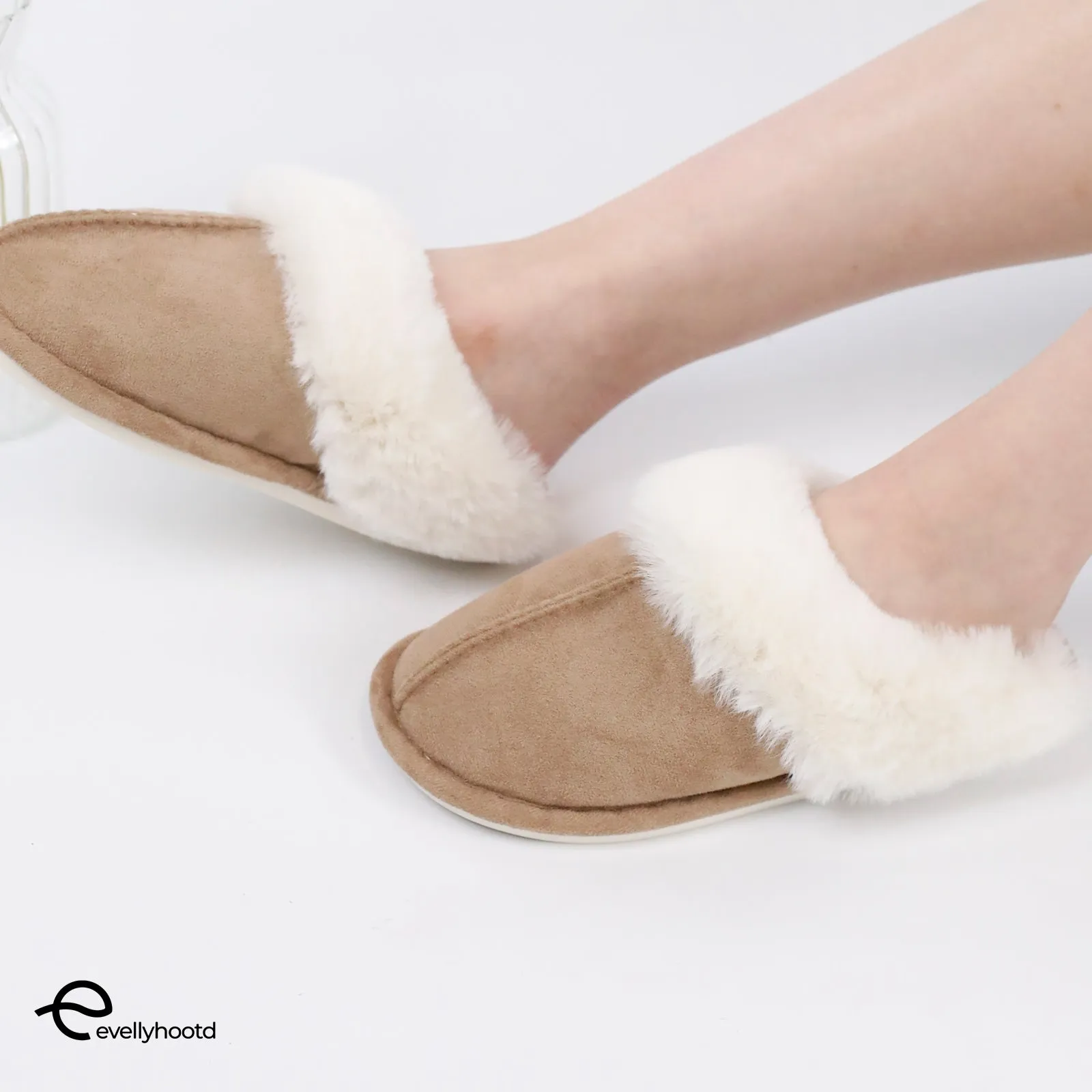 #8666 Warm Fleece Slippers Soft Comfy Plush Home Slippers