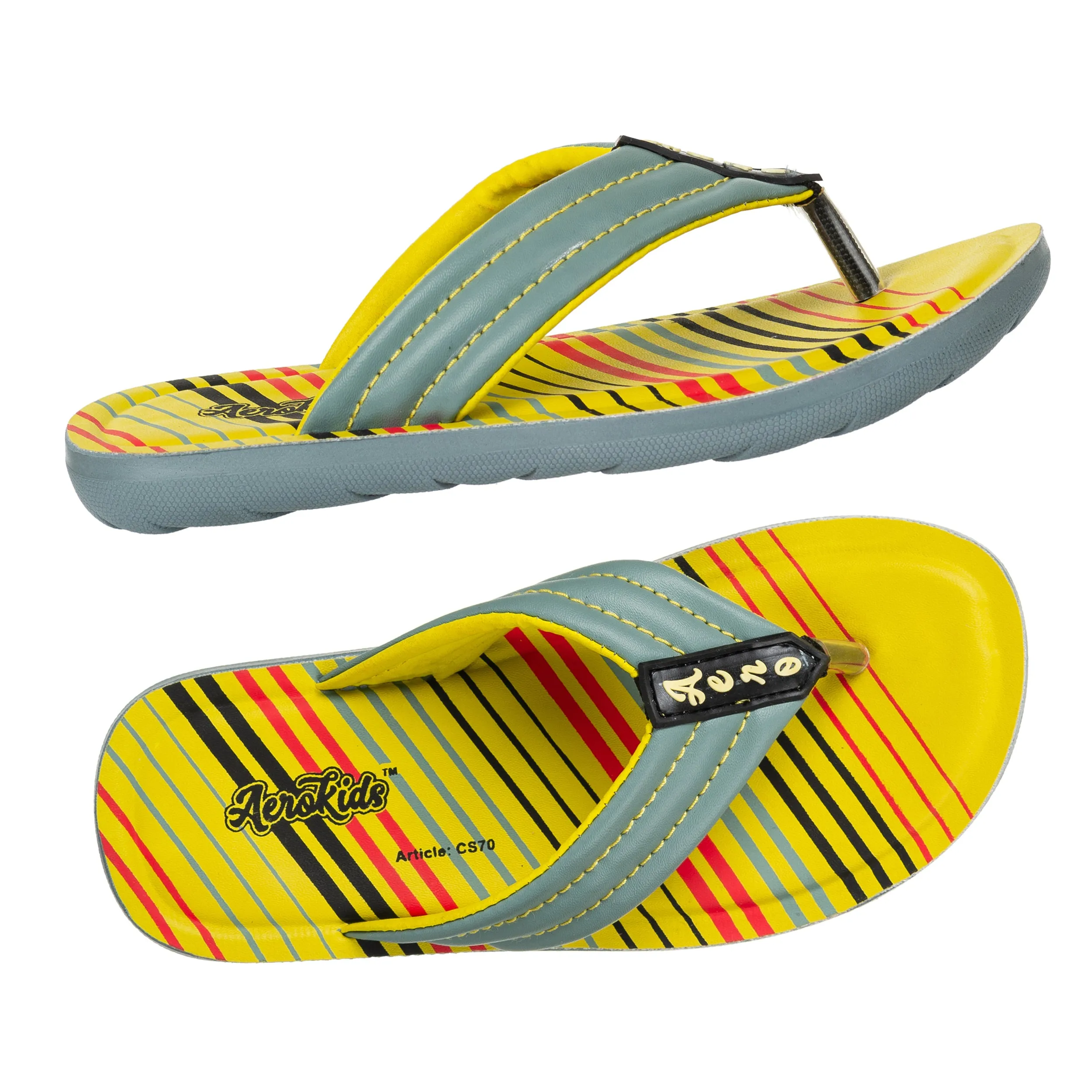 Aerokids Boys Green V Shape Lightweight Sandal with Printed Insole (CS70_GREEN)