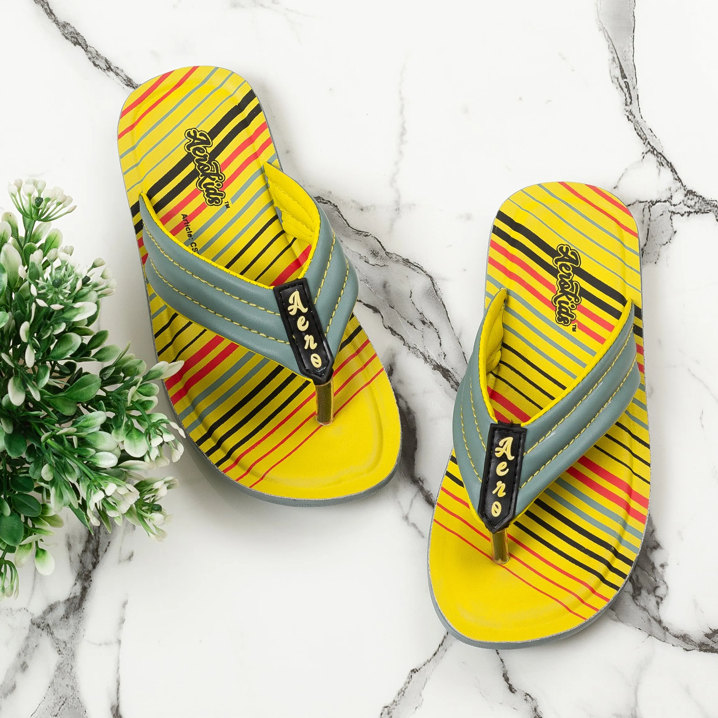 Aerokids Boys Green V Shape Lightweight Sandal with Printed Insole (CS70_GREEN)