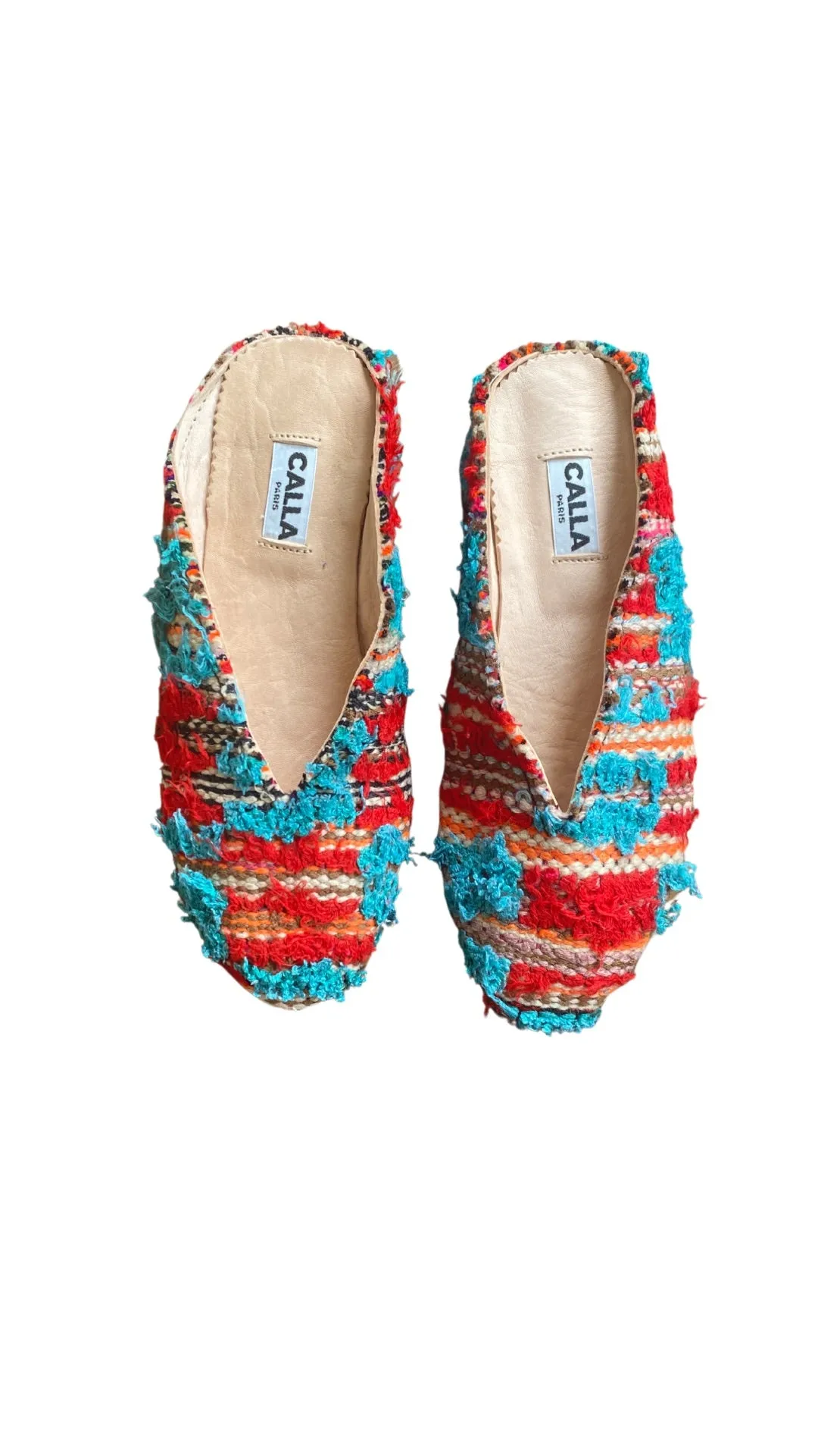 Aili Babouche “Adore” Mules In Colors Turquoise & Red (Size 41)