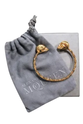 Alexander McQueen - Gold Textured Embellished "Twin Skull" Bangle