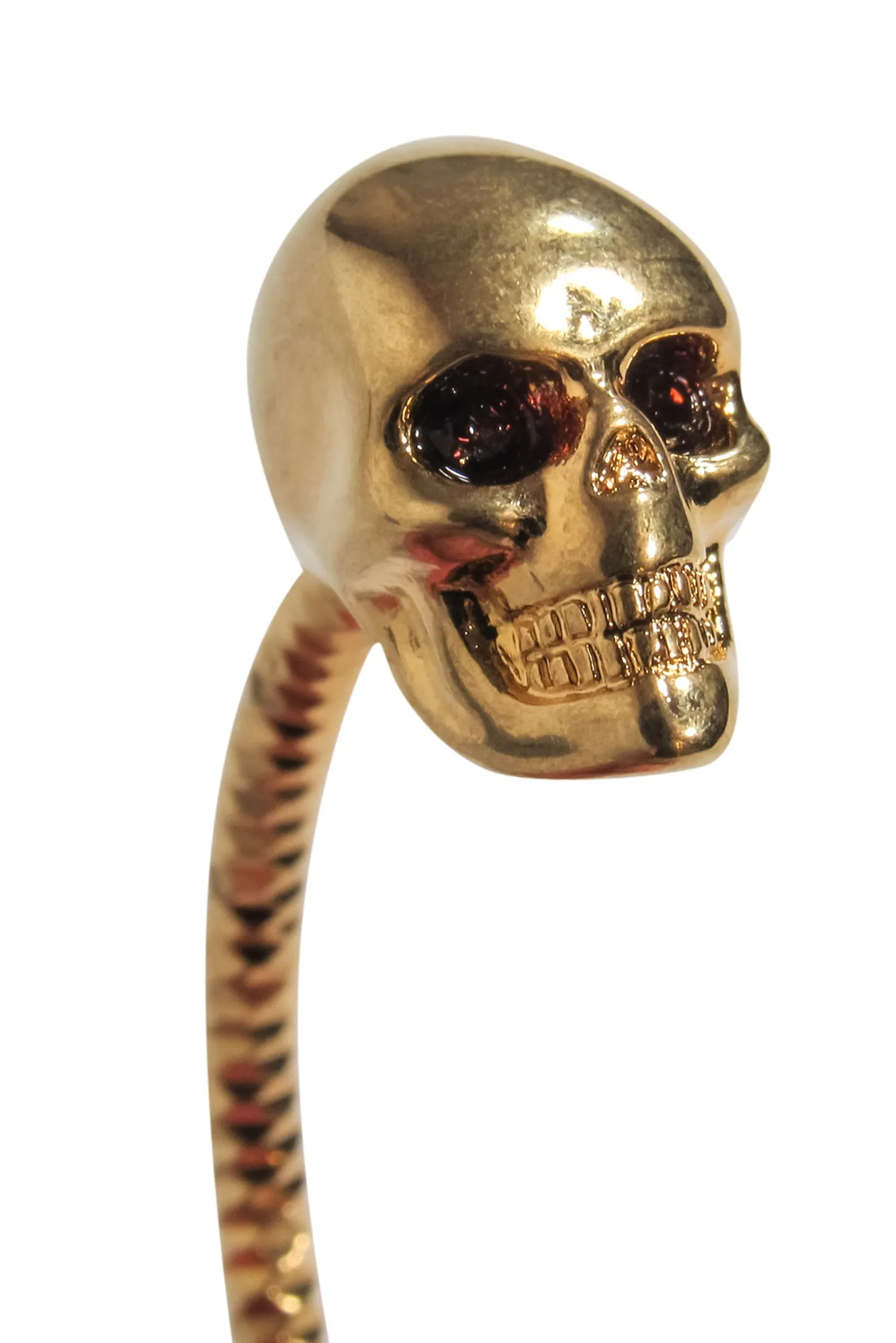 Alexander McQueen - Gold Textured Embellished "Twin Skull" Bangle
