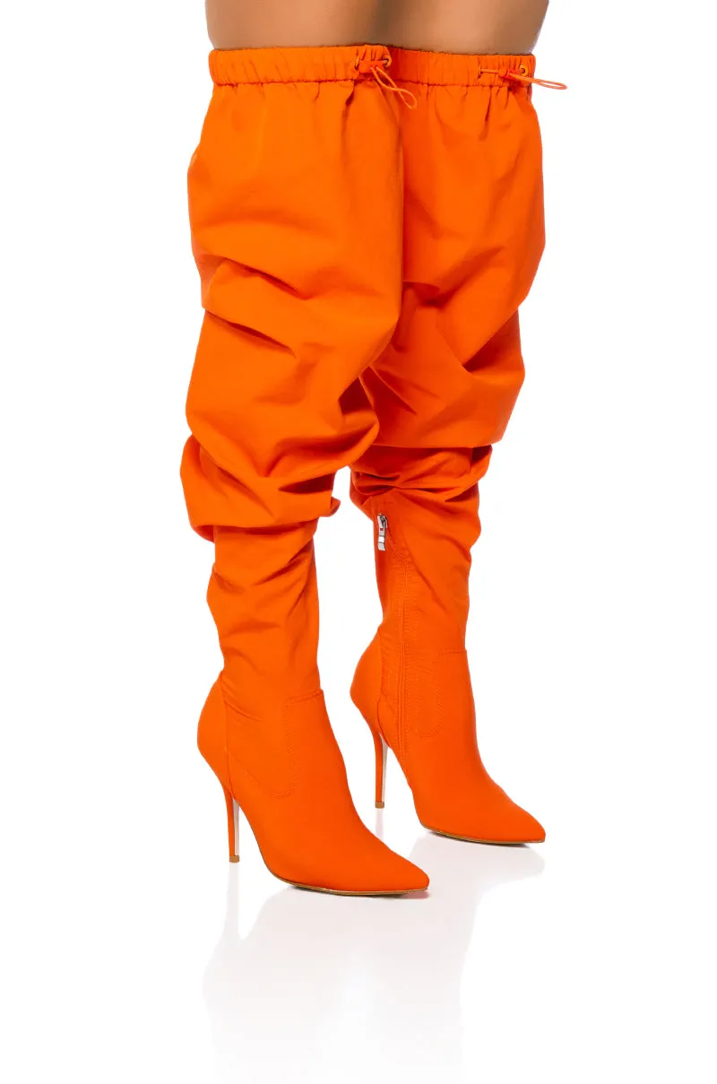 AZALEA WANG MANTIS BAGGY THIGH HIGH BOOT IN ORANGE