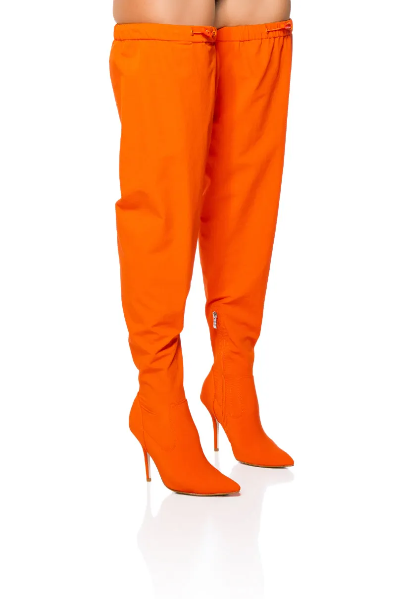 AZALEA WANG MANTIS BAGGY THIGH HIGH BOOT IN ORANGE
