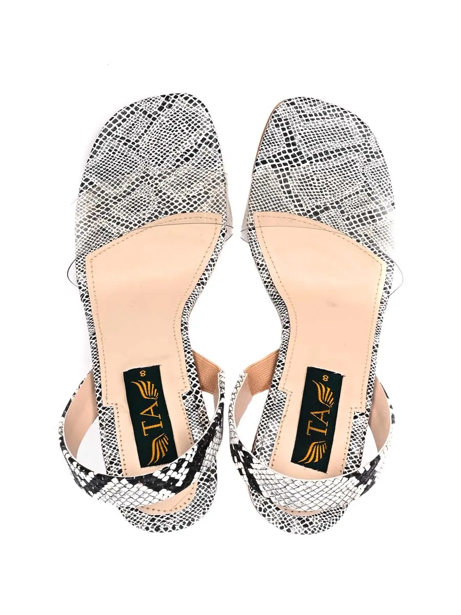 Black & white Block heel sandal