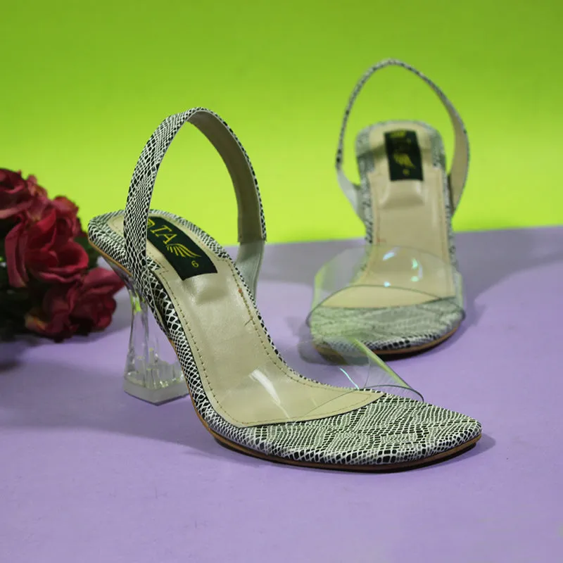 Black & white Block heel sandal