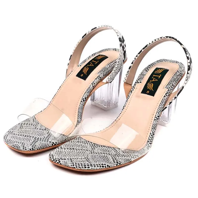 Black & white Block heel sandal