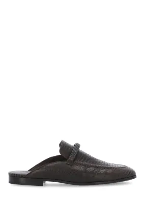 Brunello Cucinelli Embossed Slip-On Mules