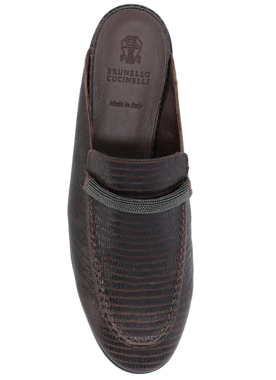 Brunello Cucinelli Embossed Slip-On Mules