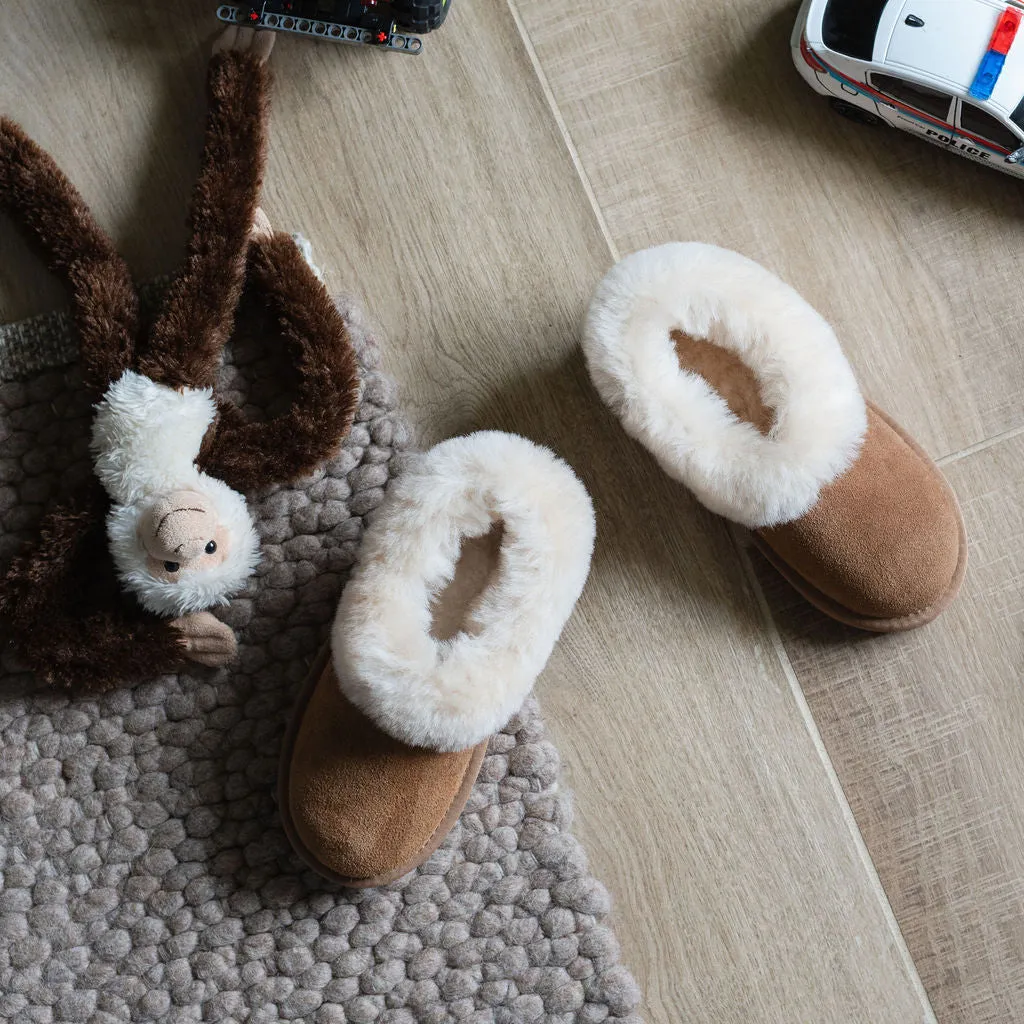 Children's 'Lottie' Sheepskin Slippers - Chestnut