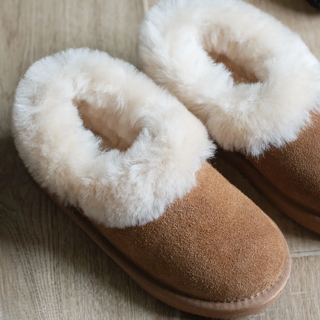 Children's 'Lottie' Sheepskin Slippers - Chestnut