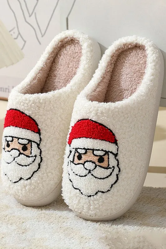 Christmas Santa Clause Graphic Plush Slippers