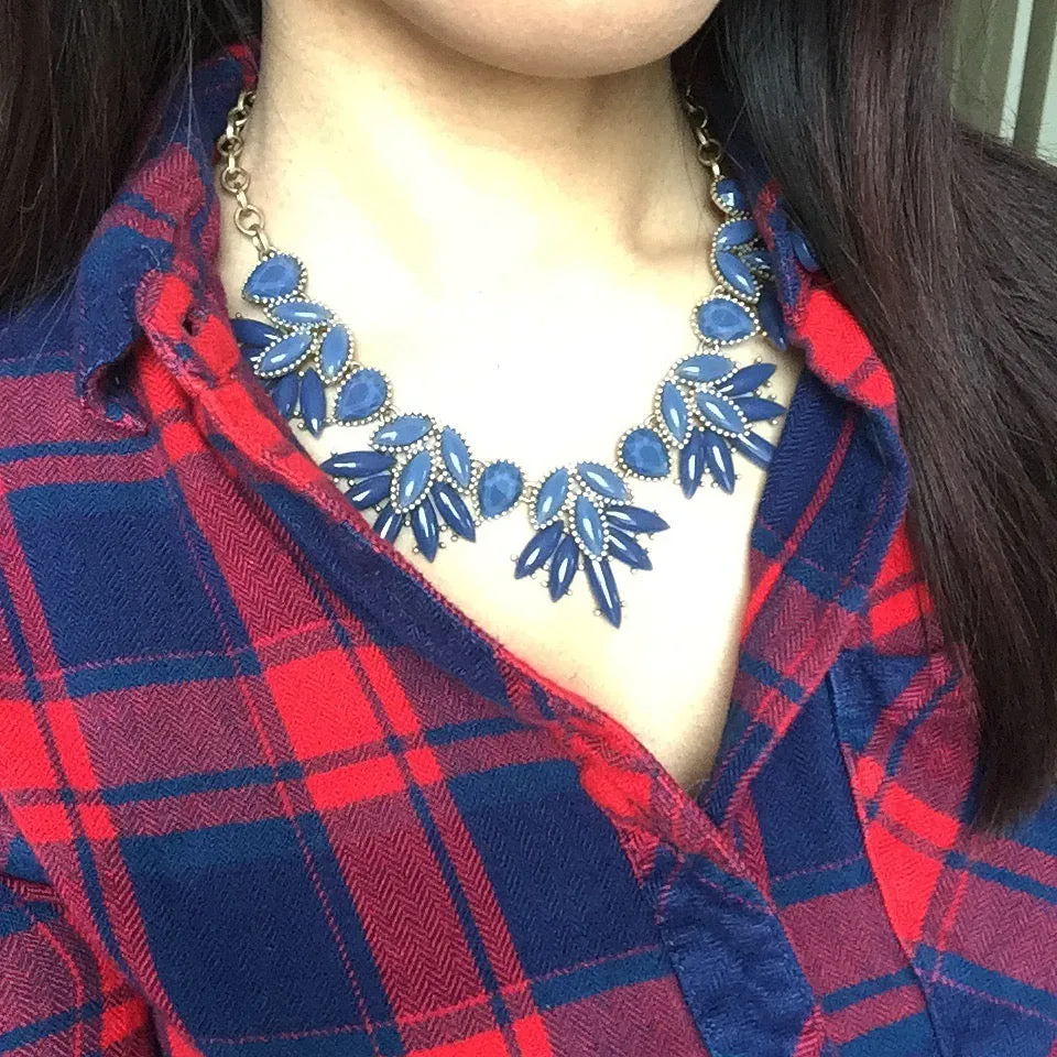 Clara Blue Flower Statement Necklace