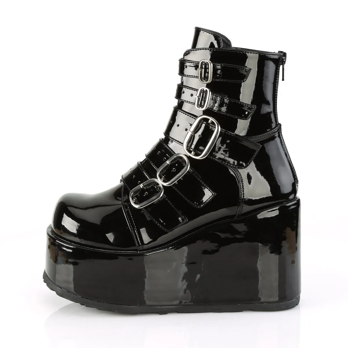 CONCORD-57 Demoniacult Alternative Footwear Women's Patent Buckle Ankle Boots
