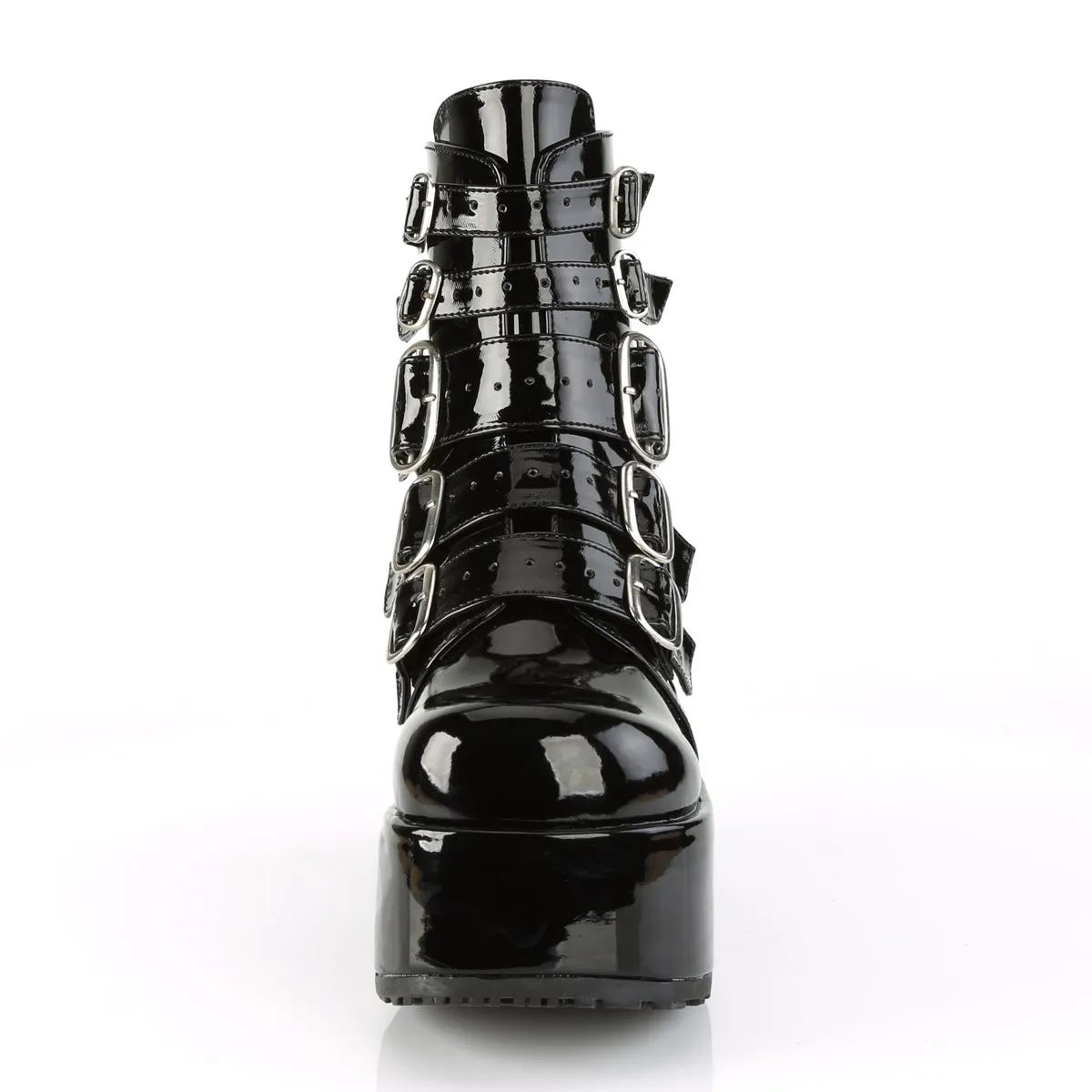 CONCORD-57 Demoniacult Alternative Footwear Women's Patent Buckle Ankle Boots