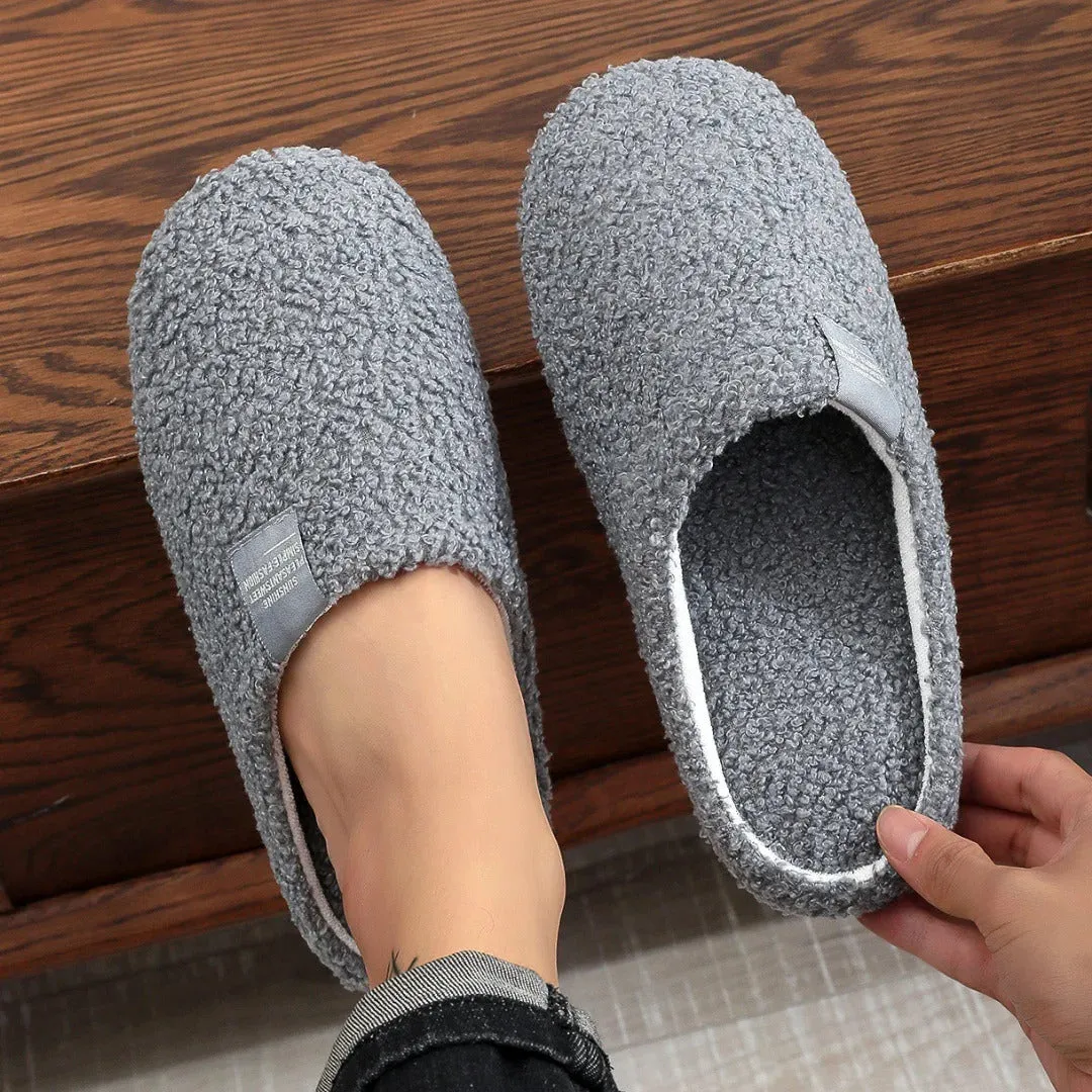 Couples Home Slippers Soft Fur Slippers Warm Indoor Flat Slides Nonslip Cotton Shoes Bedroom Light Slience Flats Floor Shoes