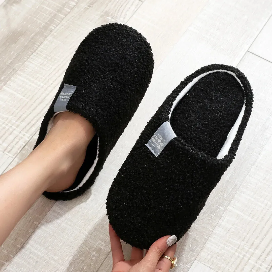 Couples Home Slippers Soft Fur Slippers Warm Indoor Flat Slides Nonslip Cotton Shoes Bedroom Light Slience Flats Floor Shoes