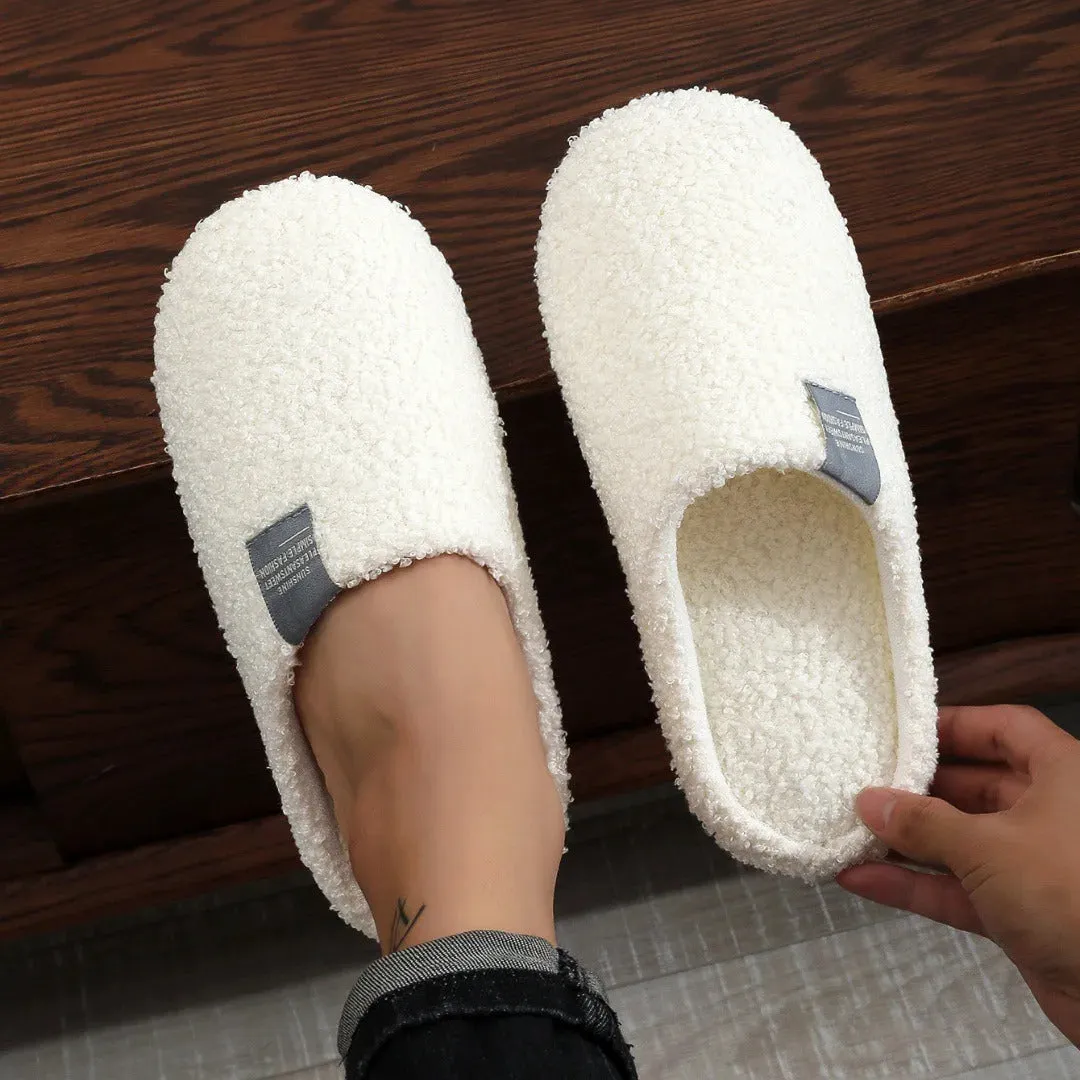 Couples Home Slippers Soft Fur Slippers Warm Indoor Flat Slides Nonslip Cotton Shoes Bedroom Light Slience Flats Floor Shoes