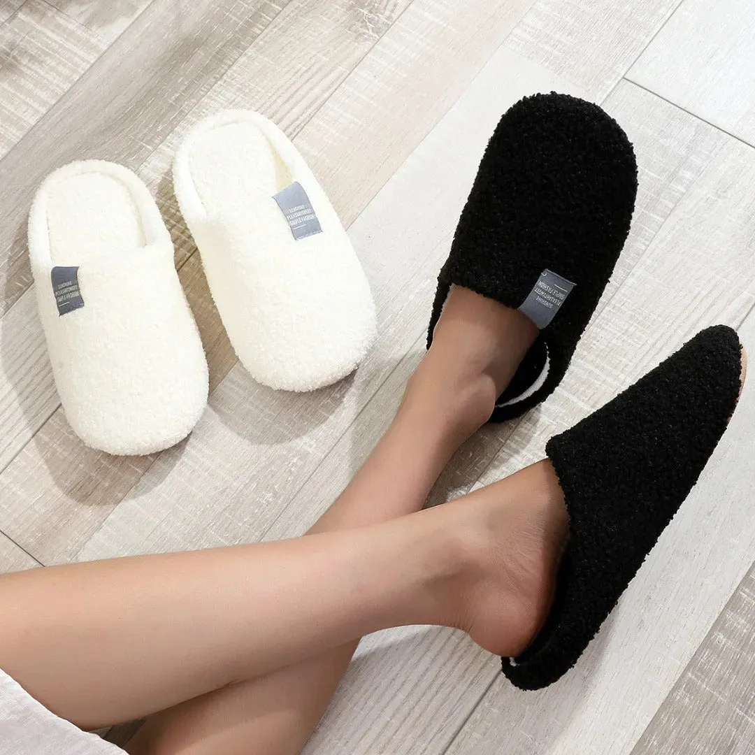 Couples Home Slippers Soft Fur Slippers Warm Indoor Flat Slides Nonslip Cotton Shoes Bedroom Light Slience Flats Floor Shoes