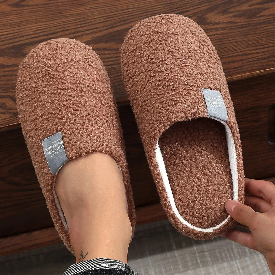 Couples Home Slippers Soft Fur Slippers Warm Indoor Flat Slides Nonslip Cotton Shoes Bedroom Light Slience Flats Floor Shoes