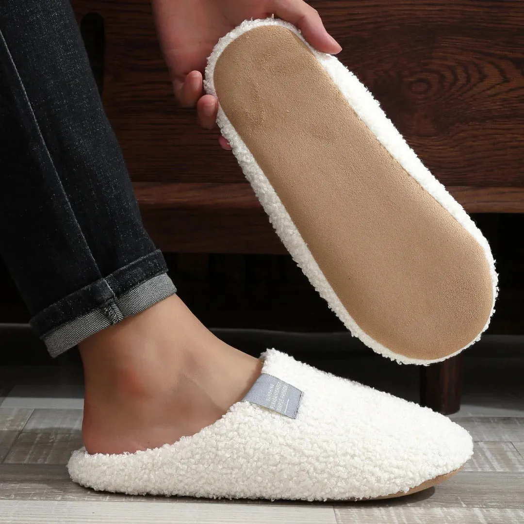 Couples Home Slippers Soft Fur Slippers Warm Indoor Flat Slides Nonslip Cotton Shoes Bedroom Light Slience Flats Floor Shoes