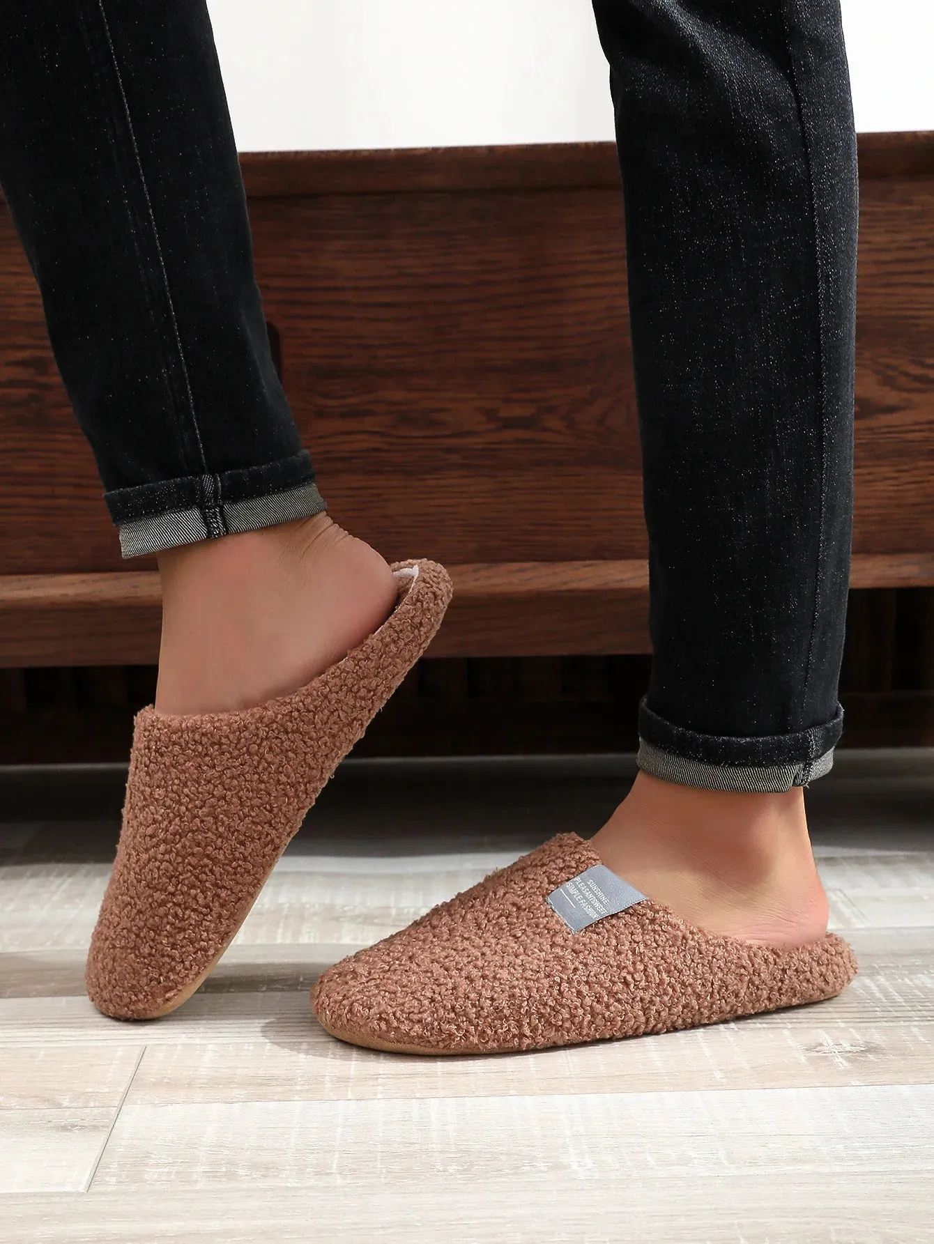 Couples Home Slippers Soft Fur Slippers Warm Indoor Flat Slides Nonslip Cotton Shoes Bedroom Light Slience Flats Floor Shoes