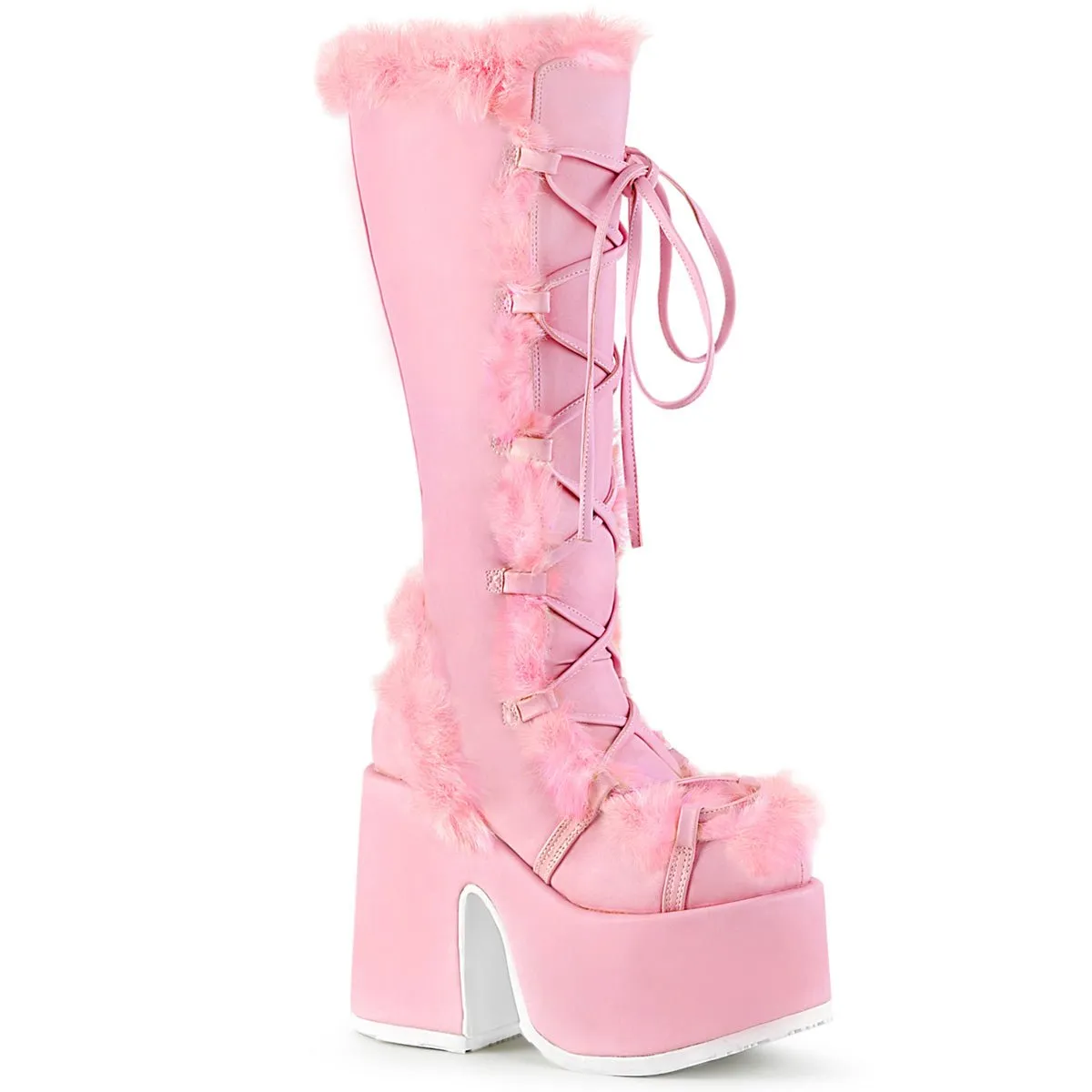 DemoniaCult Camel 311 Womens 5" Heel, Platform Front Lace Knee High Boots