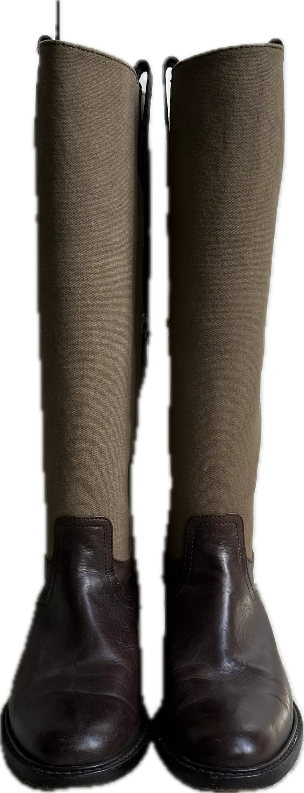 Dries Van Noten Canvas And Leather Knee-High Riding Boots
