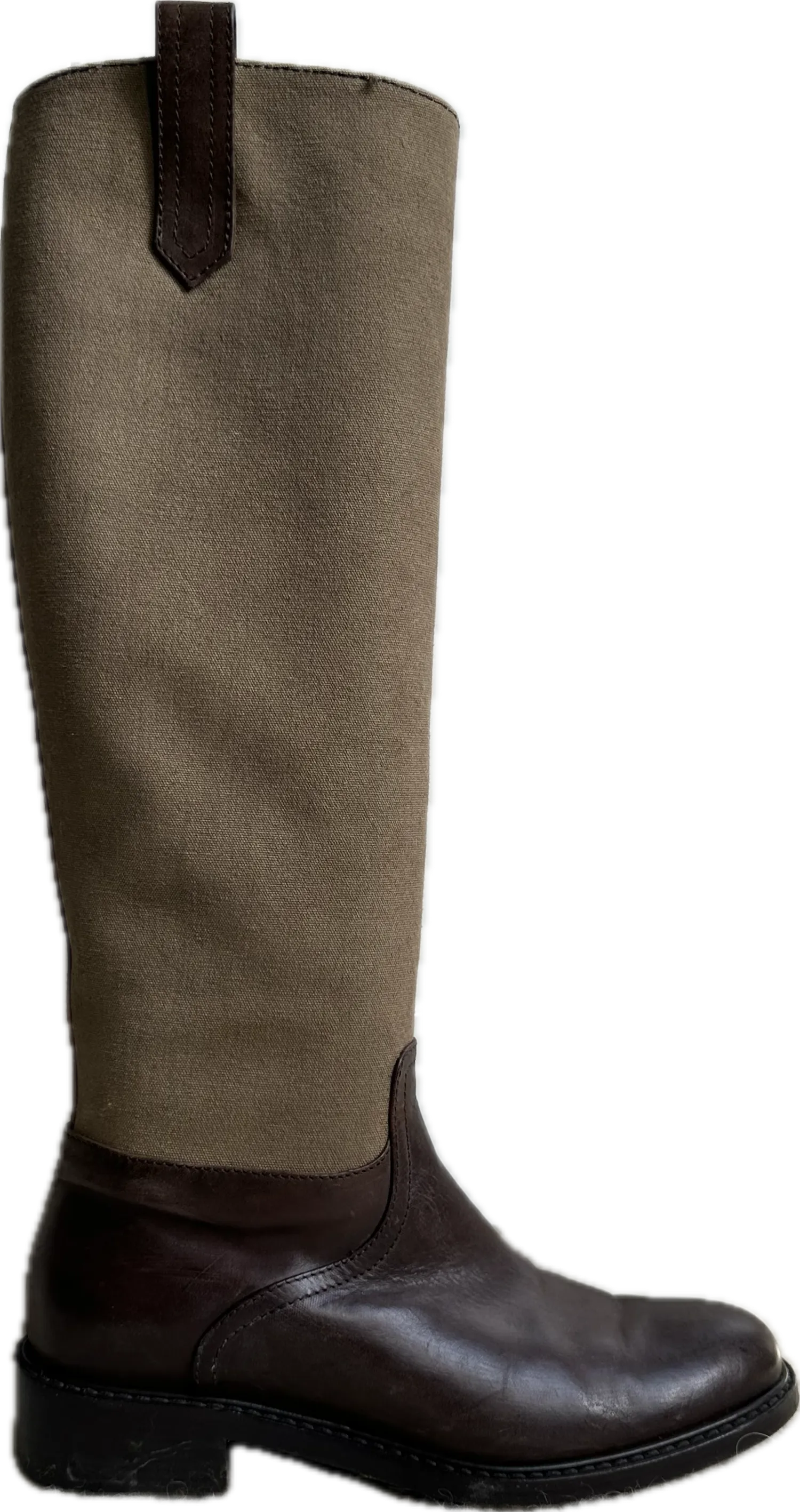 Dries Van Noten Canvas And Leather Knee-High Riding Boots