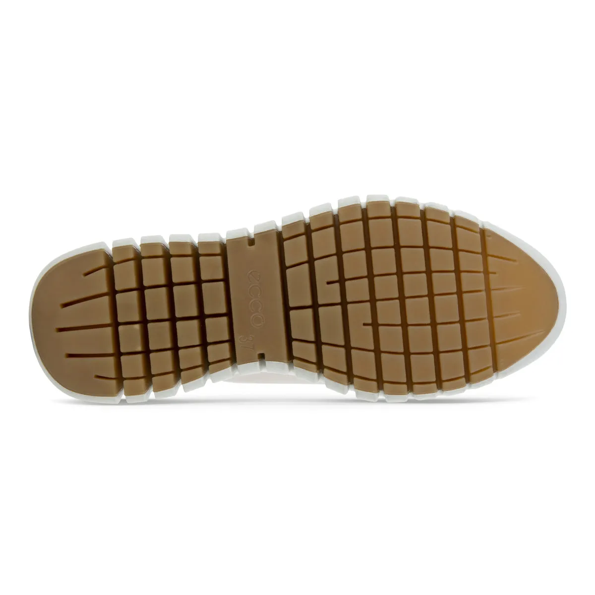 Ecco Gruuv 218203 60720 Ladies Limestone Leather Arch Support Elasticated Trainers