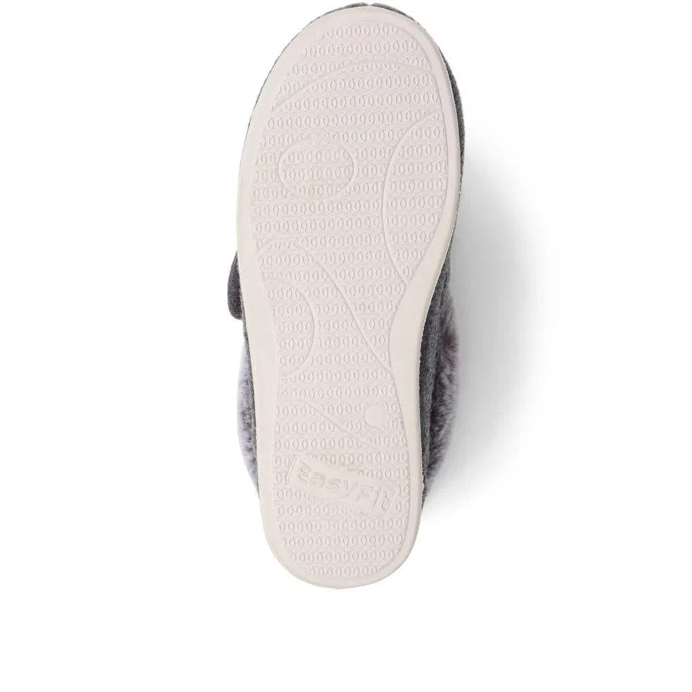 Extra-Wide Fit Faux-Fur Flower Slippers - LISBET / 324 143