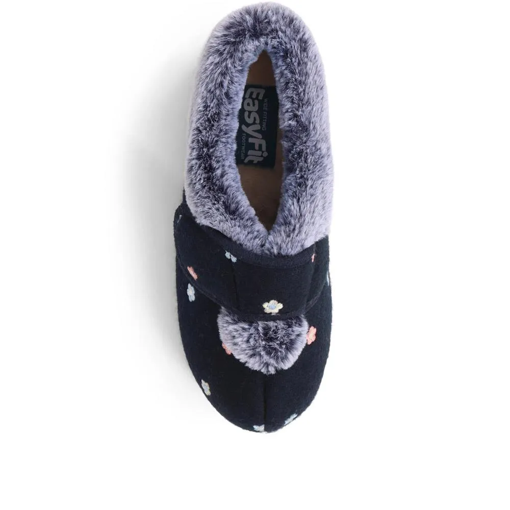 Extra-Wide Fit Faux-Fur Flower Slippers - LISBET / 324 143