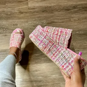 Fashion BamBoo Tweed Platform Sandals