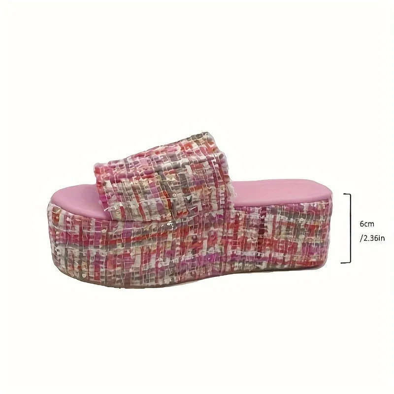 Fashion BamBoo Tweed Platform Sandals