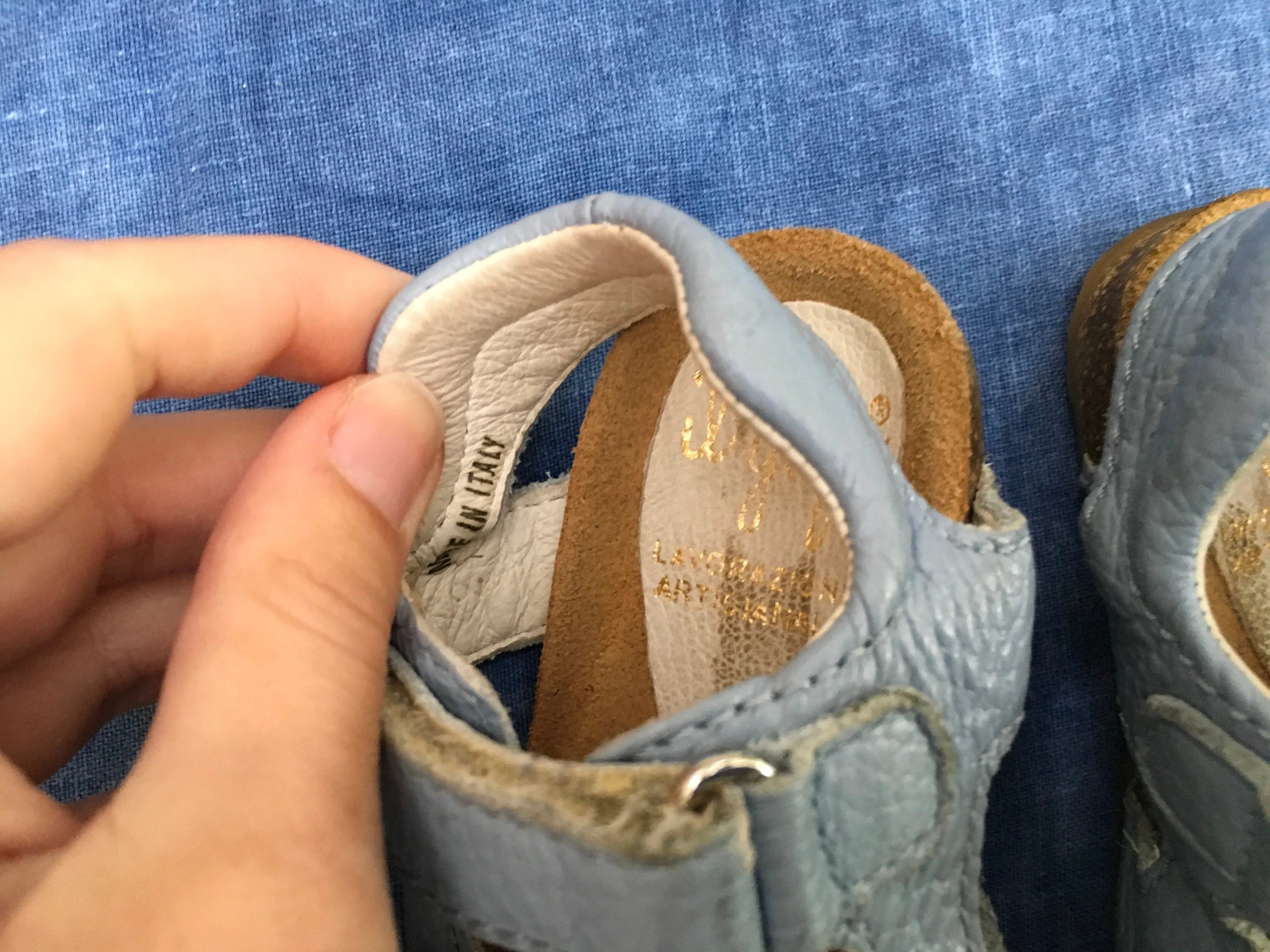 IL GUFO Velcro Strap Leather Sandals in Grey Size 21 Children