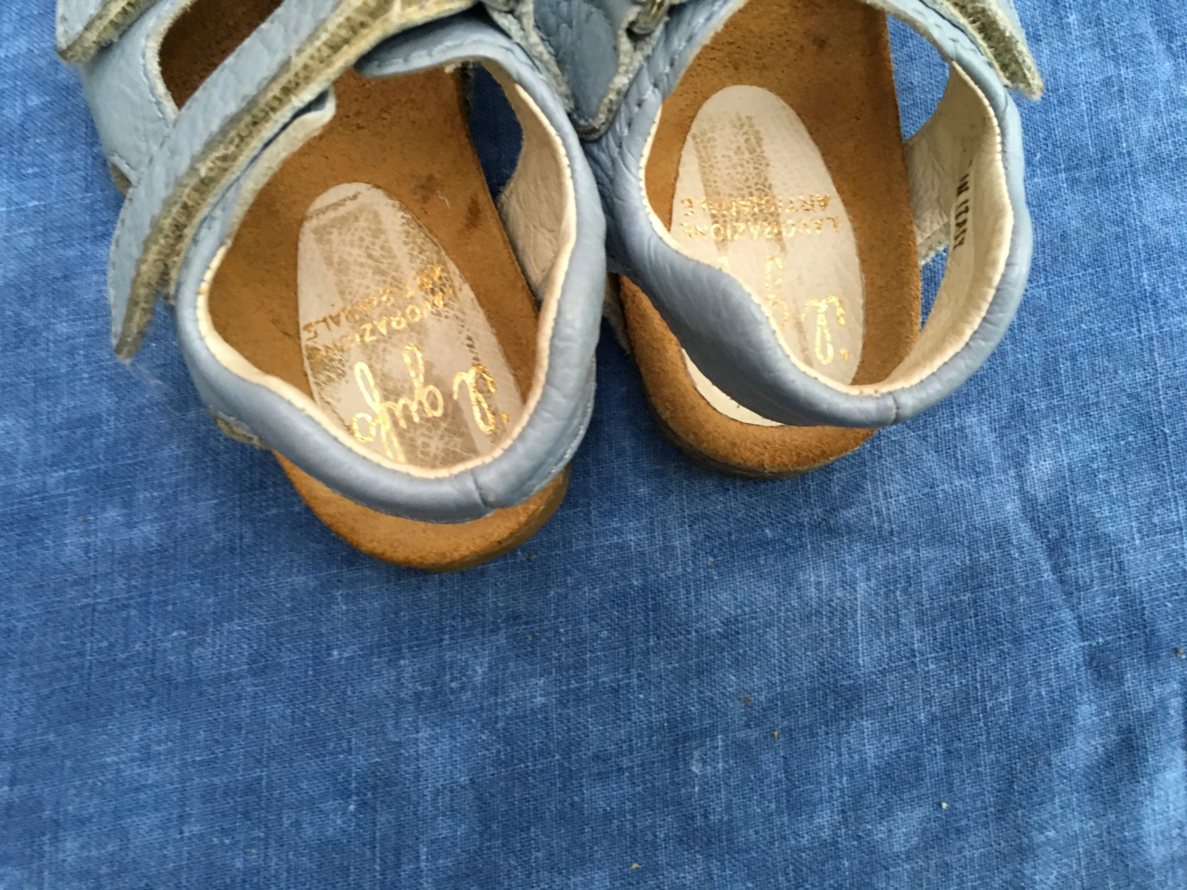 IL GUFO Velcro Strap Leather Sandals in Grey Size 21 Children