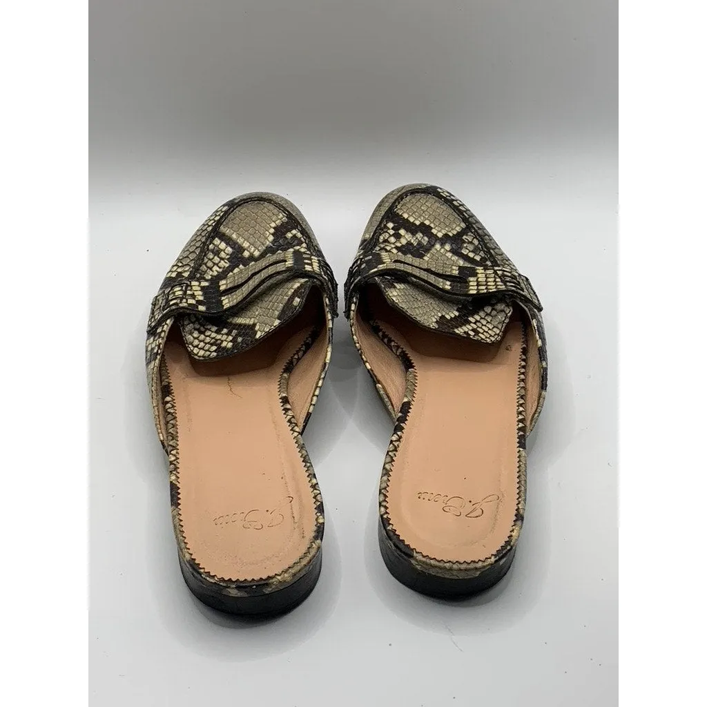 J. CREW Women’s Yan Embossed Snake Skin Academy Penny Almond-Toe Mules SZ 9