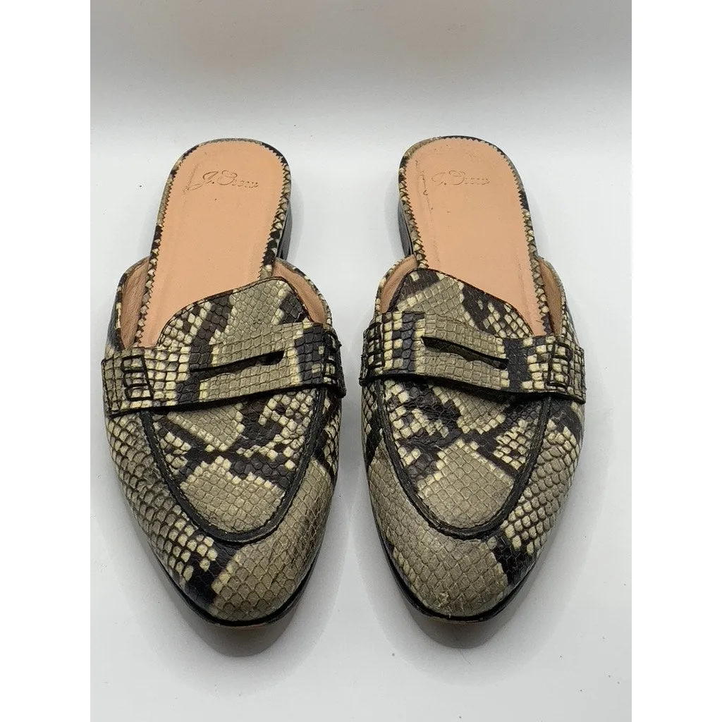 J. CREW Women’s Yan Embossed Snake Skin Academy Penny Almond-Toe Mules SZ 9