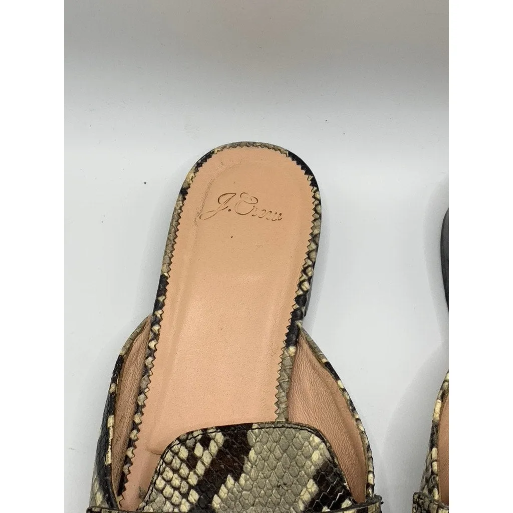 J. CREW Women’s Yan Embossed Snake Skin Academy Penny Almond-Toe Mules SZ 9