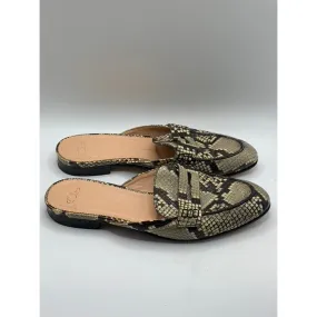 J. CREW Women’s Yan Embossed Snake Skin Academy Penny Almond-Toe Mules SZ 9