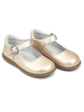Lamour Girls Champagne Chloe Classic Scalloped Mary Jane Shoes 4 Baby-2 Kids