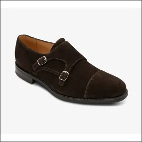 Loake Cannon Dark Brown Suede Buckle Monk Shoe@