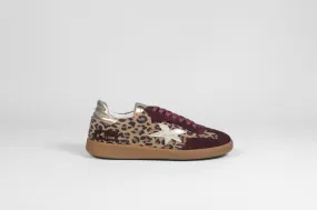 Meline - R 526 Burgundy and Leopard Trainers