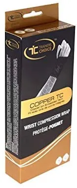 New in package! Trainers Choice Copper Wrist Compression Wrap, Copper Wrist Support for Men and Women, Assists with Minor Sprains, Repetitive Strains Injuries, Tendonitis, Arthritis