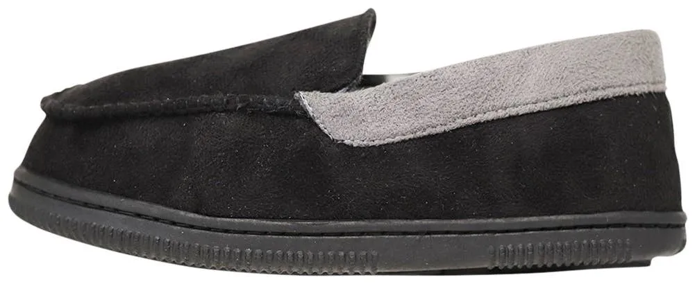 Norty Boys 11-3 Black Grey Moccasin Slipper 17501