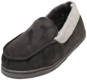 Norty Boys 11-3 Black Grey Moccasin Slipper 17501