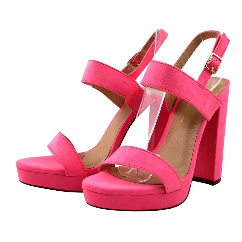 Olivia Jaymes Open Toe Slingback Ankle Strap Chunky Platform Heels - Melissa