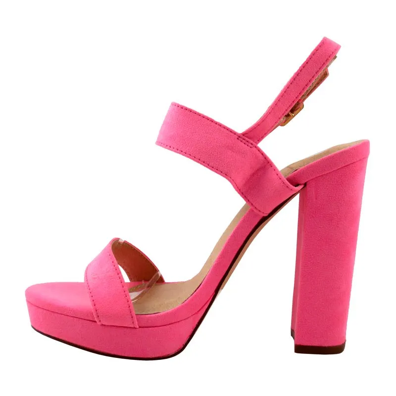 Olivia Jaymes Open Toe Slingback Ankle Strap Chunky Platform Heels - Melissa