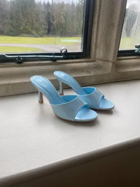 Pamela Baby Blue Slip On Heeled Mules